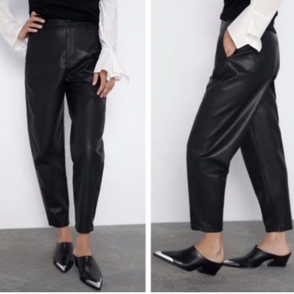 Zara Pants - Zara Black Faux Leather Trousers